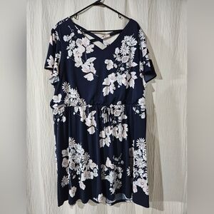 Maurices Navy Maxi Dress with Pale Pink Floral Print